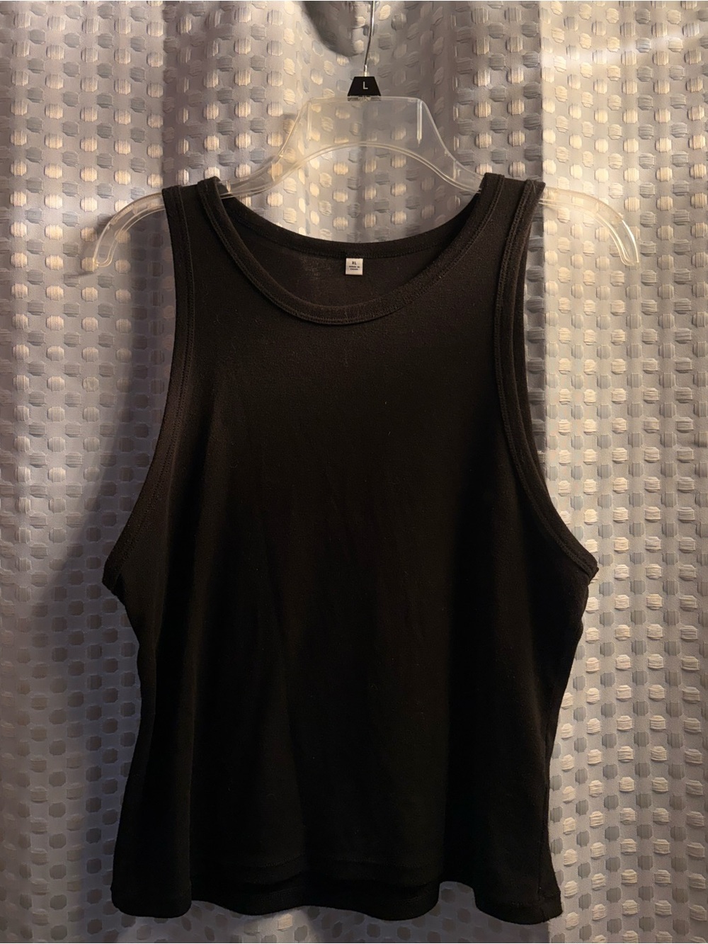 Women's Black Ribbed Tank Top - Sleeveless Scoop Neck